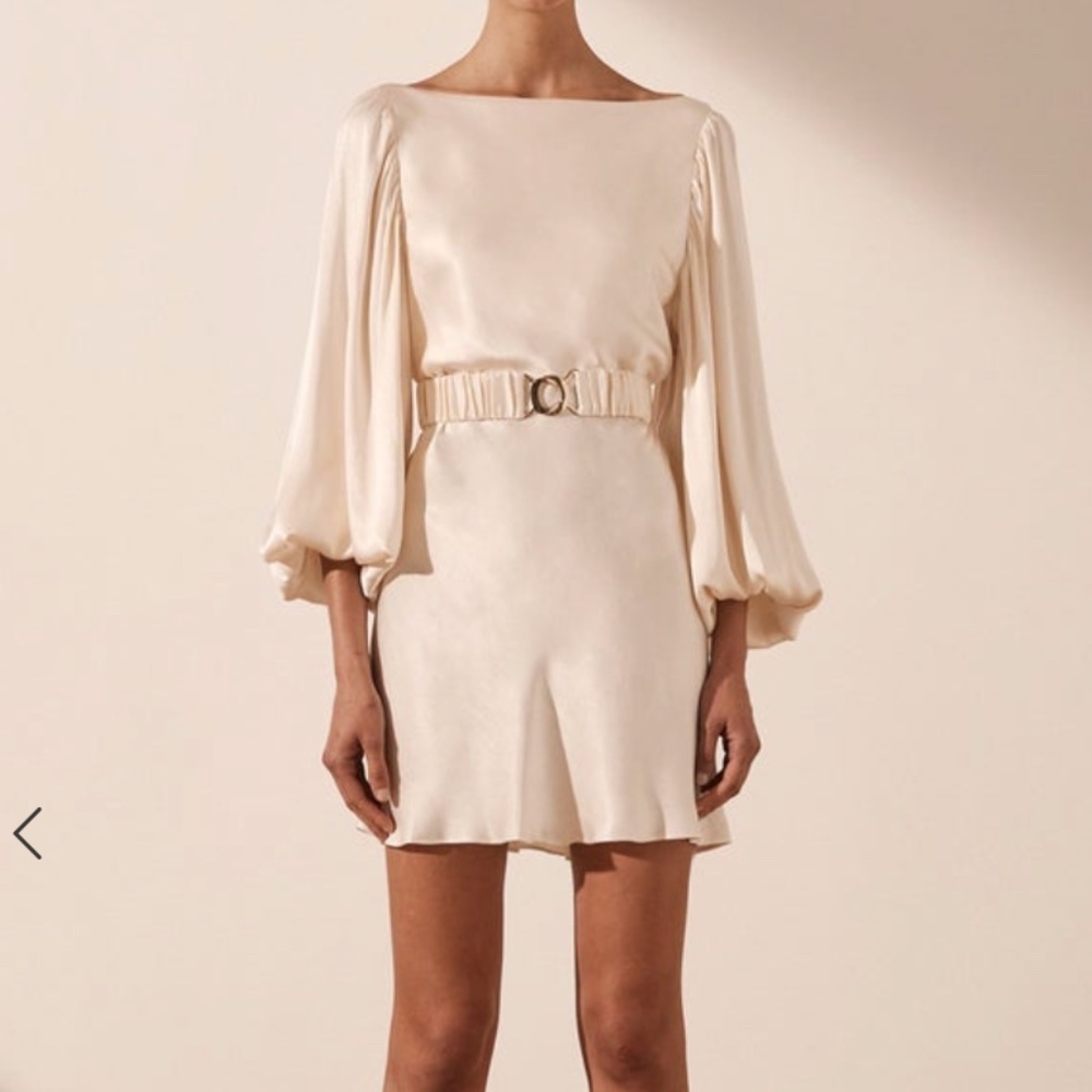 Shona Joy~ LA LUNE BALLOON SLEEVE MINI DRESS WITH BELT - NWT